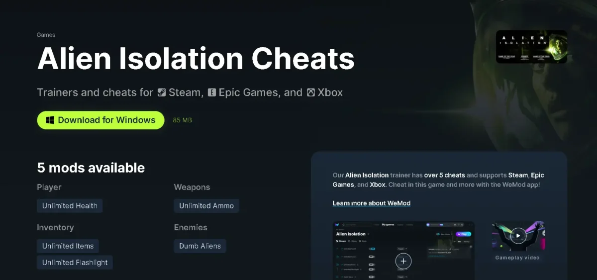 alien isolation cheats